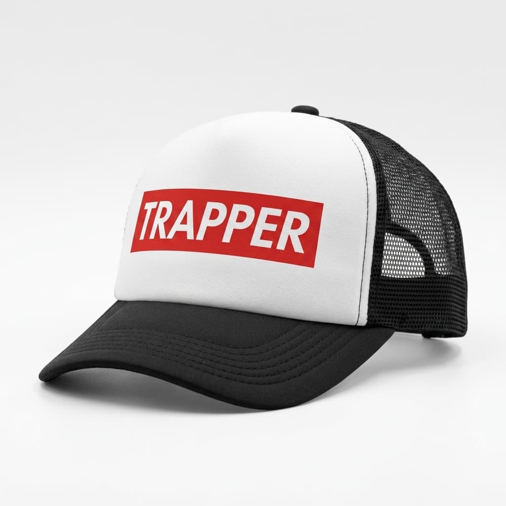 Trap Supreme Trucker — White / Black / Red Logo